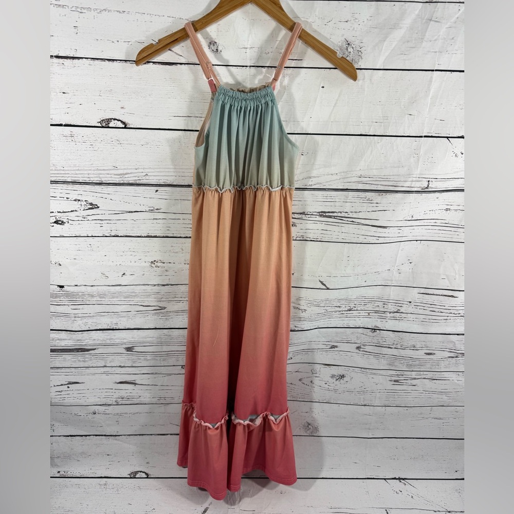 Trend Blossoms Girls Halter Maxi Ombré Dress Size 8 EUC